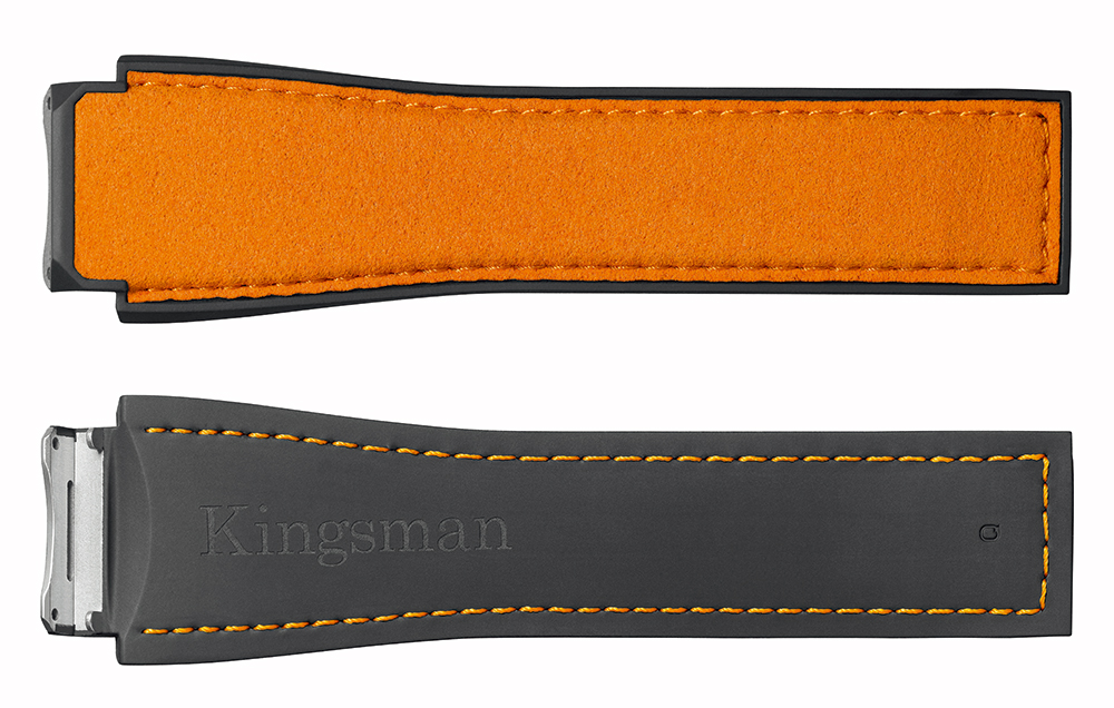 17.TAG-Heuer-Connected-Modular-45-智能腕表王牌特工特别款配备橙色天鹅绒材质表带及Kingsman印字的棕色皮制表带.jpg